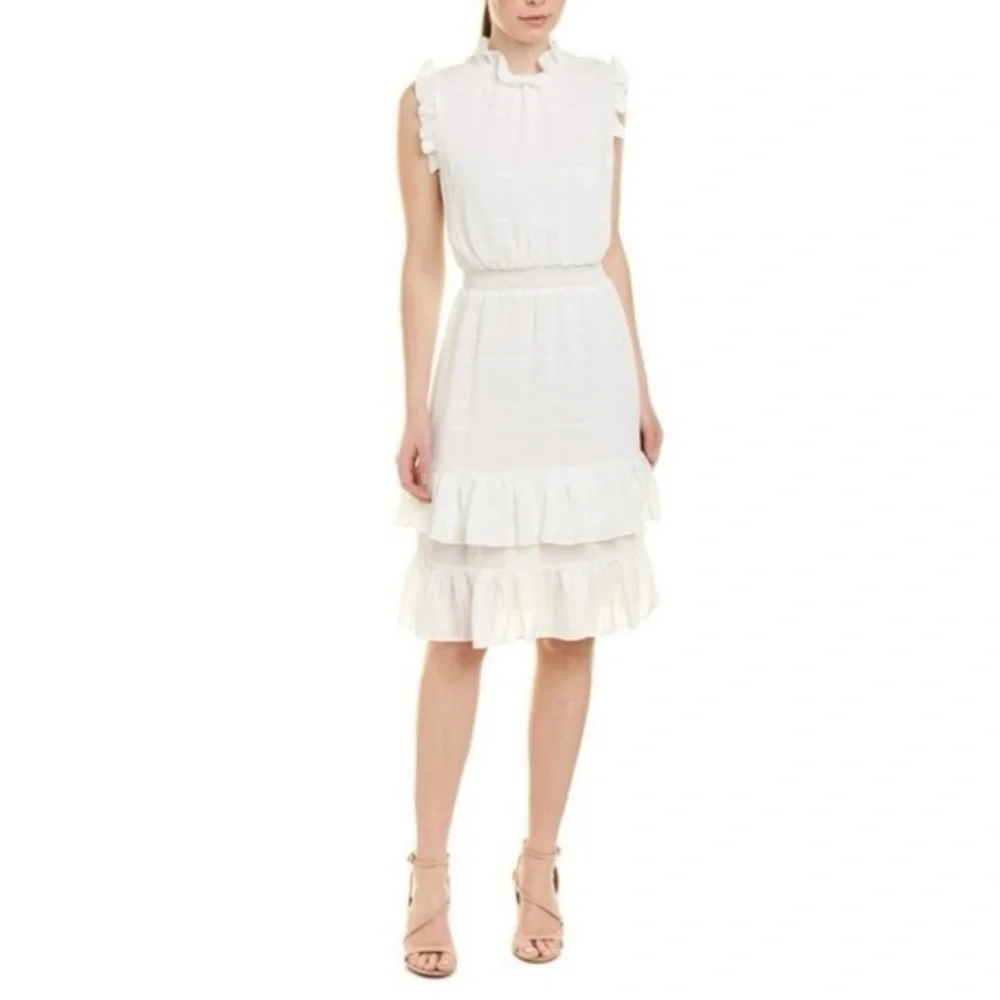 Avec Le Filles Tonal Tiered Striped Ruffle Knee-Length Sleeveless Dress Size 4 - Picture 3 of 12